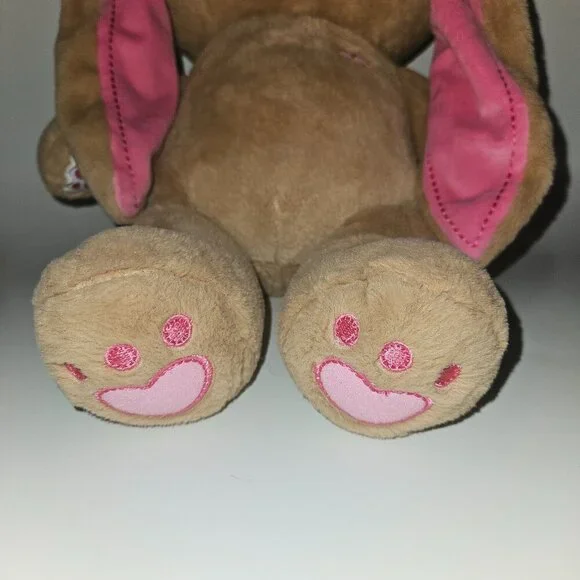 BABW Build A Bear Kabu Pawlette Bunny Rabbit Plush Brown Pink Heart Easter - Picture 3 of 8